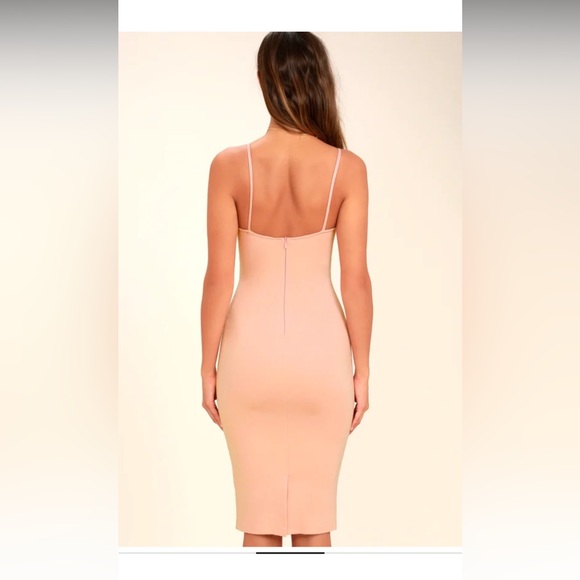 Lulu’s Blush Pink Bodycon Midi Dress - Picture 3 of 8